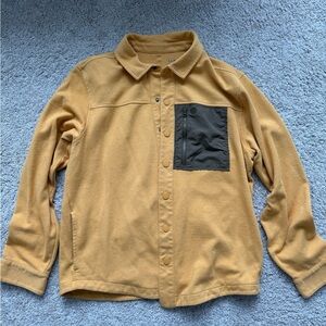 LL Bean Tan Button-Up Sweatshirt with front zip pocket